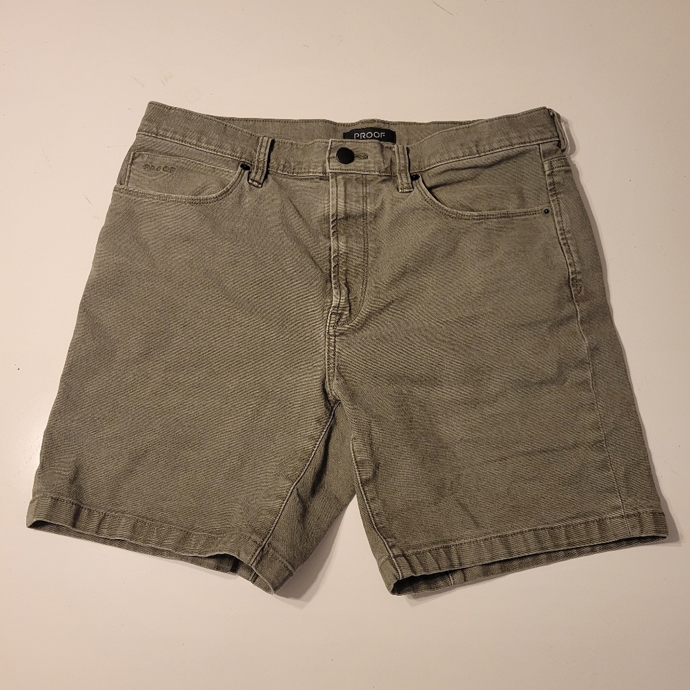 32 PROOF ROVER SHORTS MENS SLIM FIT GREEN COTTON BLEND SHORT Like New